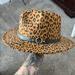 Leopard Print Wide Brim Hat